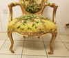 ANTIQUE SCALAMANDRE FABRIC FRENCH ARM CHAIR
