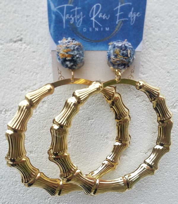 Image of Denim & Bamboo Clip-On Dangles  