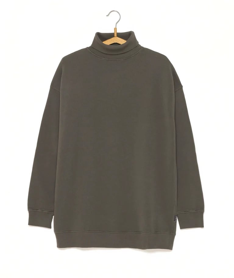 Image of Sweat molleton oversized col roulé CHANCE Kaki 99€ -50%