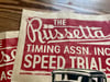 El Mirage Russetta Time Trials 1949 aged Linocut Print (black and red edition) FREE SHIPPING