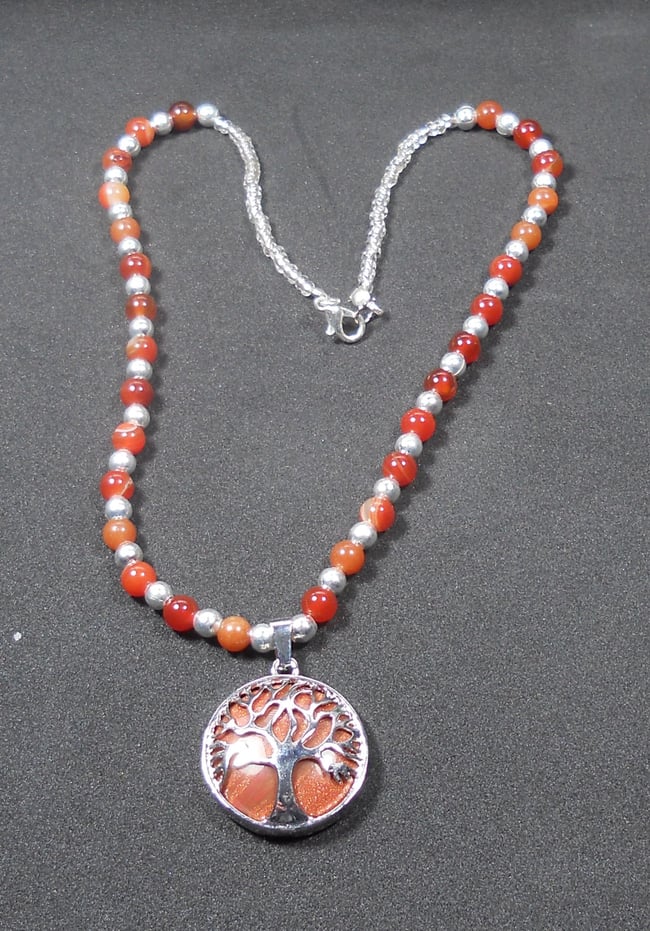 Tree of life Goldstone pendant necklace