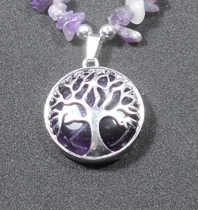 Amethyst Tree of life pendant necklace