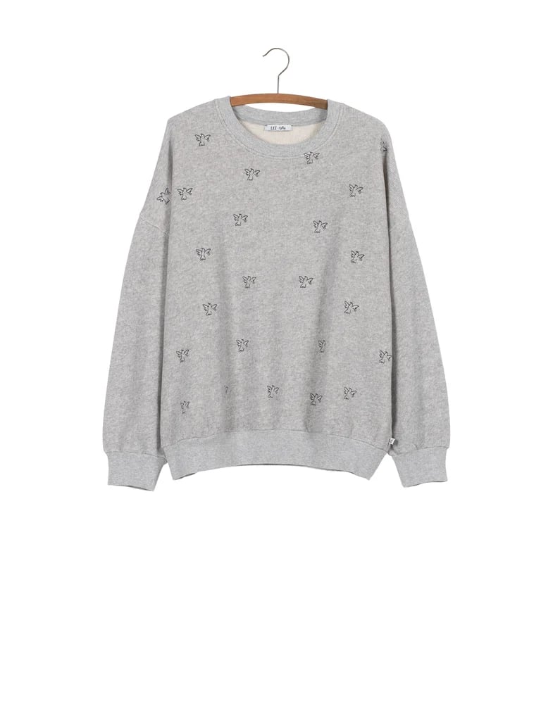 Image of Sweat broderies colombes AUGUSTIN Gris chiné 95€ -60%