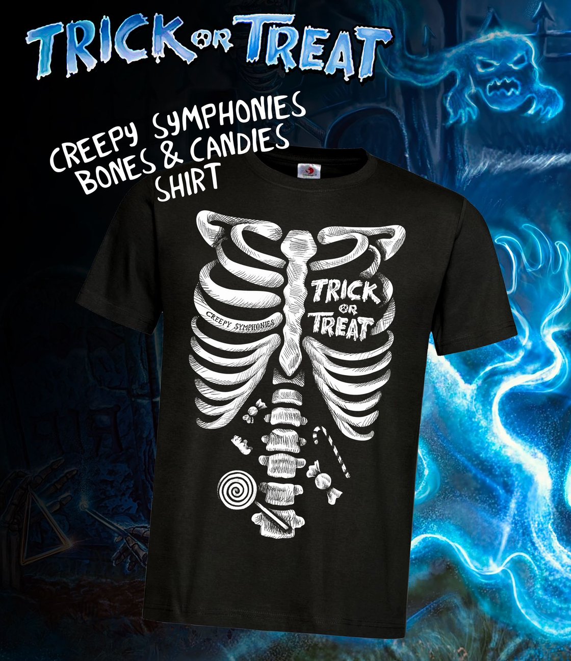 Image of NEW Creepy Symphonies "Bones and Candy" T-Shirt