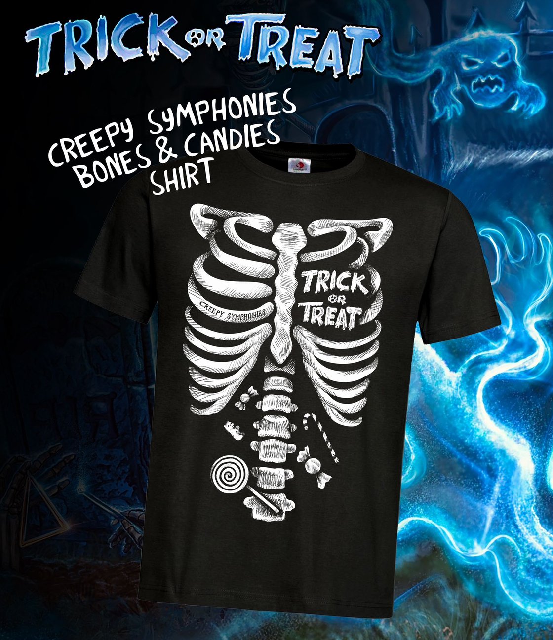 Image of Creepy Symphonies "Bones and Candy" T-Shirt