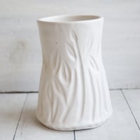 Image 4 of Hand Carved Floral Matte White Vase, Minimalist Decor, Made in USA