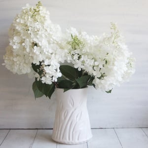 Image of Hand Carved Floral Matte White Vase, Minimalist Decor, Made in USA