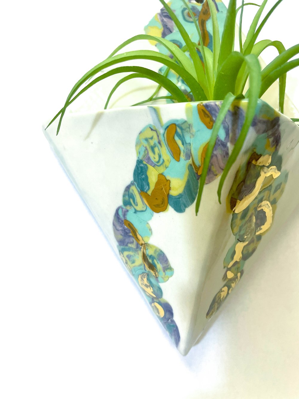 Image of Purple and Mint Diamond Shaped Wall Planter