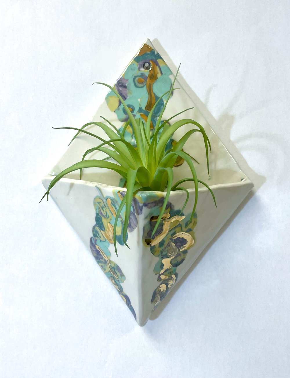 Image of Purple and Mint Diamond Shaped Wall Planter