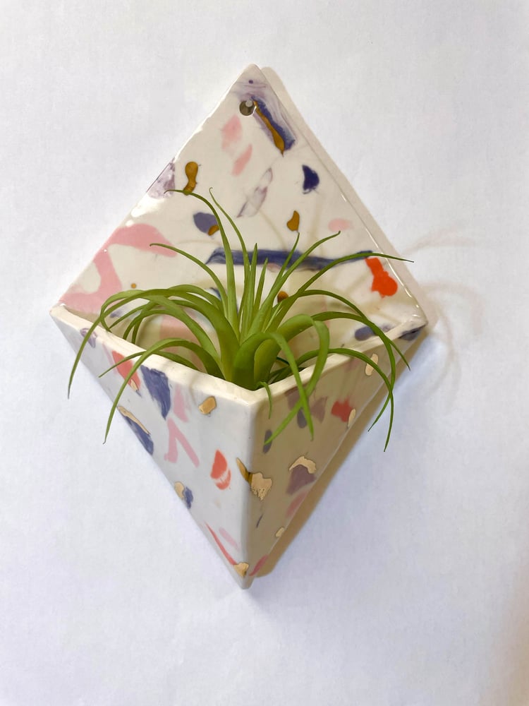 Image of Orange and Purple Diamond Shaped Wall Planter