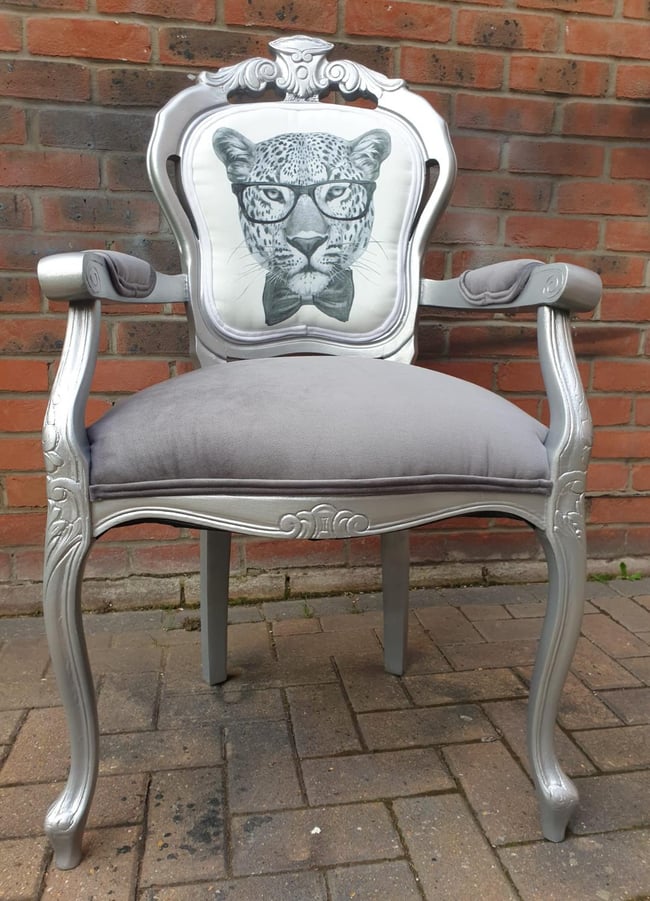 Snow Leopard Art Deco, Silver Chair