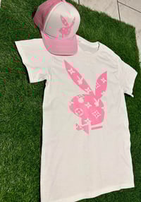 Image 2 of Pink PlayBoy Bunny Set "DIFFERENT" Shirt + Hat