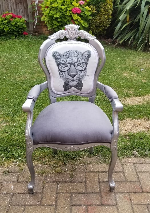 Snow Leopard Art Deco, Silver Chair