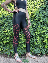 Image 2 of M High waist Red Bats over Black leggings