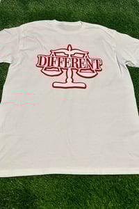 Image 1 of Red/White "DIFFERENT" ⚖️ T-shirt