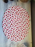 15x19" Red and white table runner/mat braided
