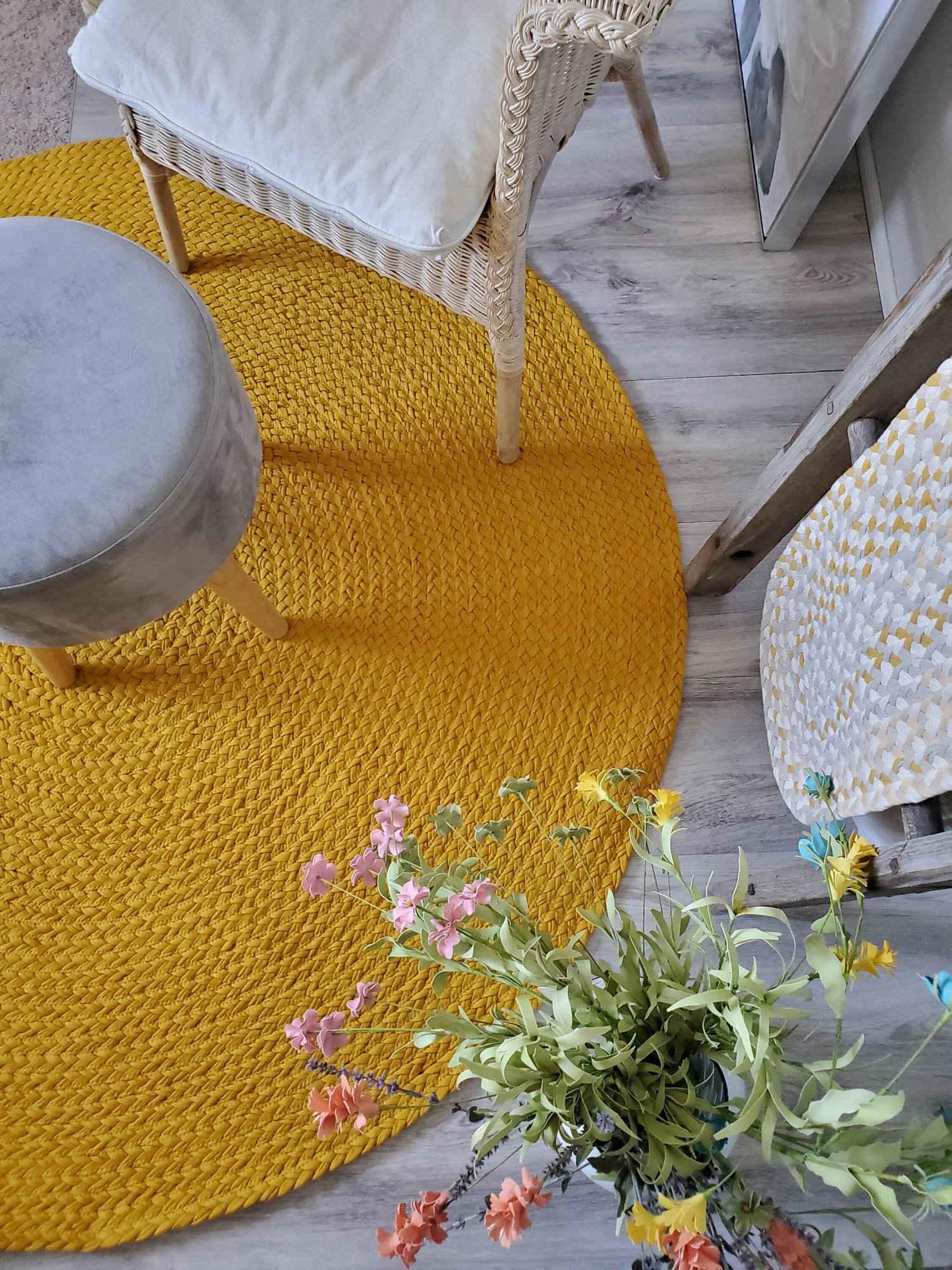60 marigold yellow cotton braided rug from green at heart rugs