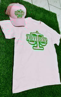 Image 1 of "SORORITY EDITION" DIFFERENT ⚖️ Tshirt + Hat Set ....Pink/Green