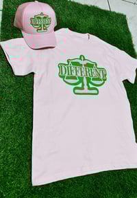 Image 2 of "SORORITY EDITION" DIFFERENT ⚖️ Tshirt + Hat Set ....Pink/Green