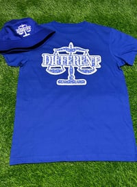 Image 1 of Blue Paisley/Bandana Print "DIFFERENT"⚖️ Tshirt + BUCKET HAT Set