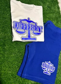 Image 4 of White/Blue/Grey "DIFFERENT"⚖️ Short Set
