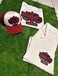 Image 1 of White/Burgundy/Black "DIFFERENT" ⚖️Set + Trucker Hat