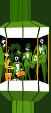 CREEPY CREEPS TIKI OASIS ELEVATOR ORIGINAL PAINTING. 9X20 ACRLYIC ON CANVAS