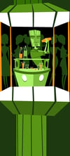 MR. TIKI HEAD TIKI OASIS ELEVATOR ORIGINAL PAINTING. 9X20 ACRLYIC ON CANVAS