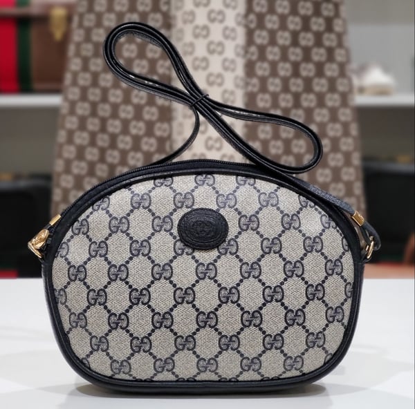 Image of Vtg Gucci Blue Monogram Crossbody Bag 