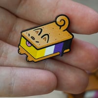 Image 2 of Dog Ice Cream Sandwich - Non Binary Pride Flag - Wooden Pin Badge