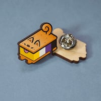 Image 4 of Dog Ice Cream Sandwich - Non Binary Pride Flag - Wooden Pin Badge