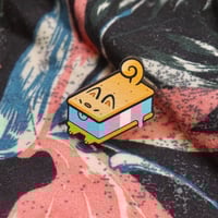 Image 5 of Dog Ice Cream Sandwich - Trans Pride Flag - Wooden Pin Badge