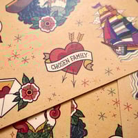 Image 3 of Old School Flash Tattoo - Queer Pirates - A6 Recycled Paper Sticker Sheet
