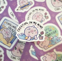 Image 2 of Sorry, I'm an Artist- Cute Pig - A6 Recycled Paper Sticker Sheet