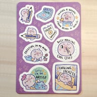 Image 1 of Sorry, I'm an Artist- Cute Pig - A6 Recycled Paper Sticker Sheet