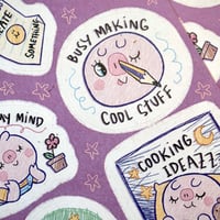 Image 3 of Sorry, I'm an Artist- Cute Pig - A6 Recycled Paper Sticker Sheet