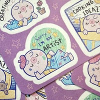Image 4 of Sorry, I'm an Artist- Cute Pig - A6 Recycled Paper Sticker Sheet