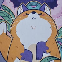 Image 5 of Chill Night - Fox and Frogs - A6 Digital Print on Recycled Paper