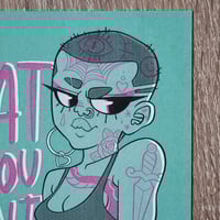 Image 4 of WDYW - Human with Tattoos and a Knife - A6 Digital Print on Recycled Paper