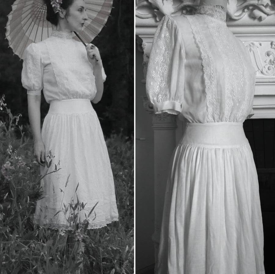 Image of WHITE GUNNE SAX DRESS ※ by Jessica McClintock ※ Prairie, Cottage-core, Edwardian style