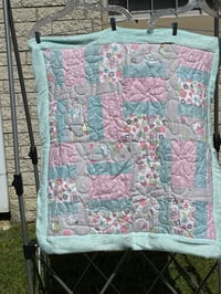 Image 1 of Owls in Flower Garden Baby Quilt