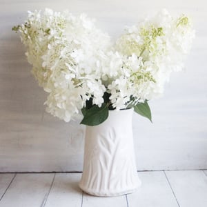 Image of Hand Carved Floral Matte White Vase, Rustic Modern Decor, Made in USA