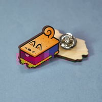Image 4 of Dog Ice Cream Sandwich - Bi Pride Flag - Wooden Pin Badge