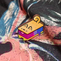 Image 5 of Dog Ice Cream Sandwich - Bi Pride Flag - Wooden Pin Badge