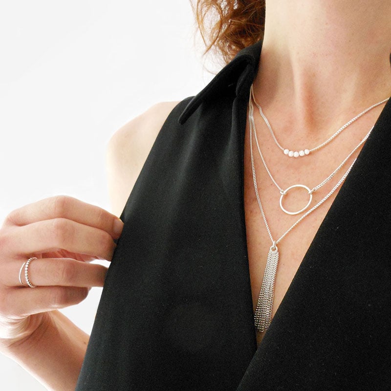 Image of Collier Multirang Argent 925 3 rangs