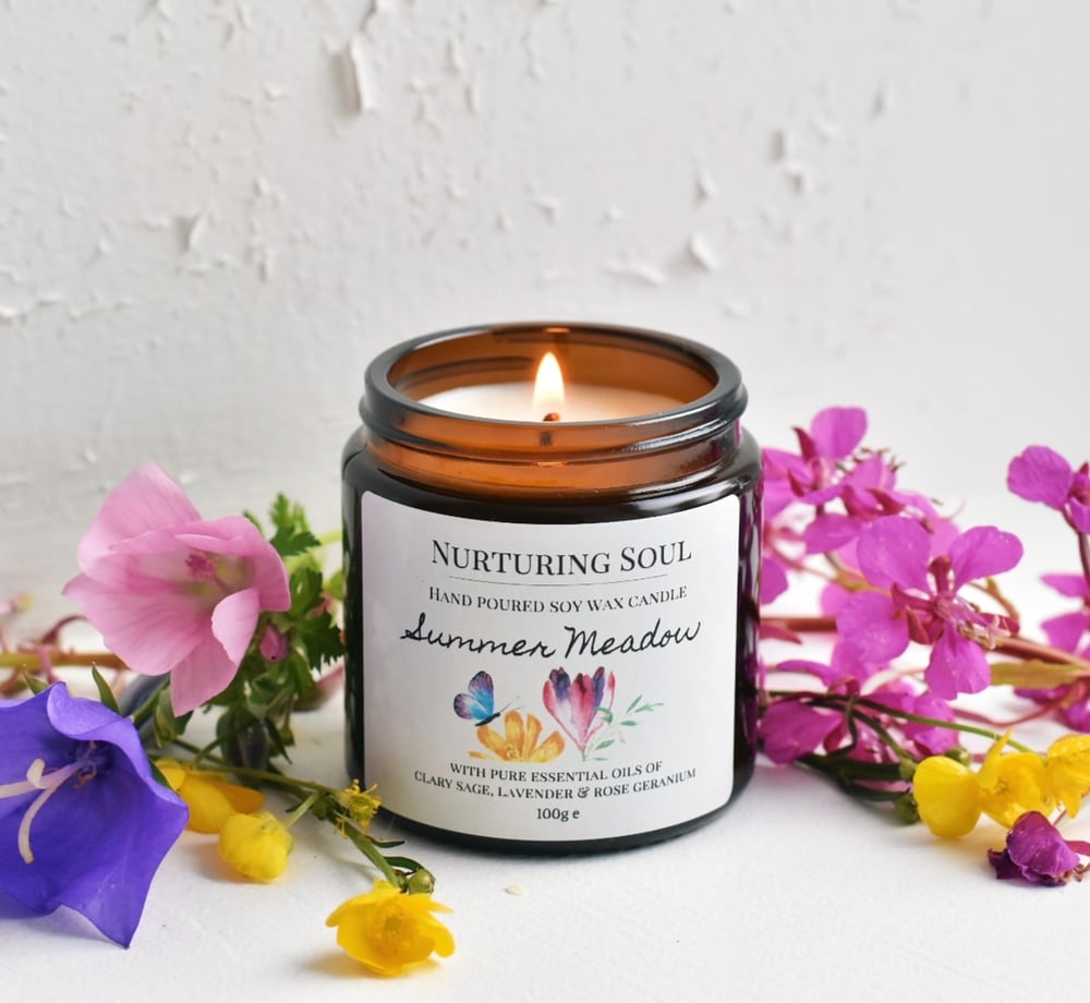 Image of Summer meadow soy wax candle with pure essential oils