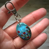 Image 2 of Poppy and Cornflower Meadow Resin Keyring/Bagcharm