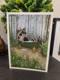 Image 2 of 5" x 7" Giclee Art Print - "Raccoon Relaxation"