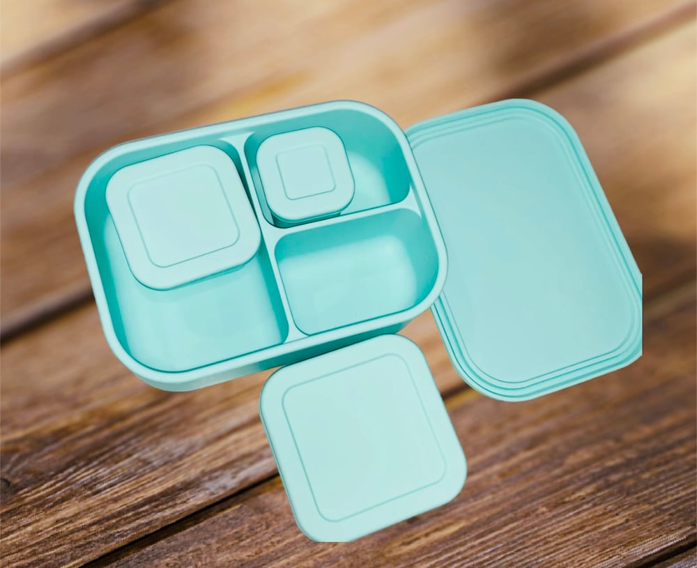 Silicone Bento-3 Lunchbox Mint RRP$30