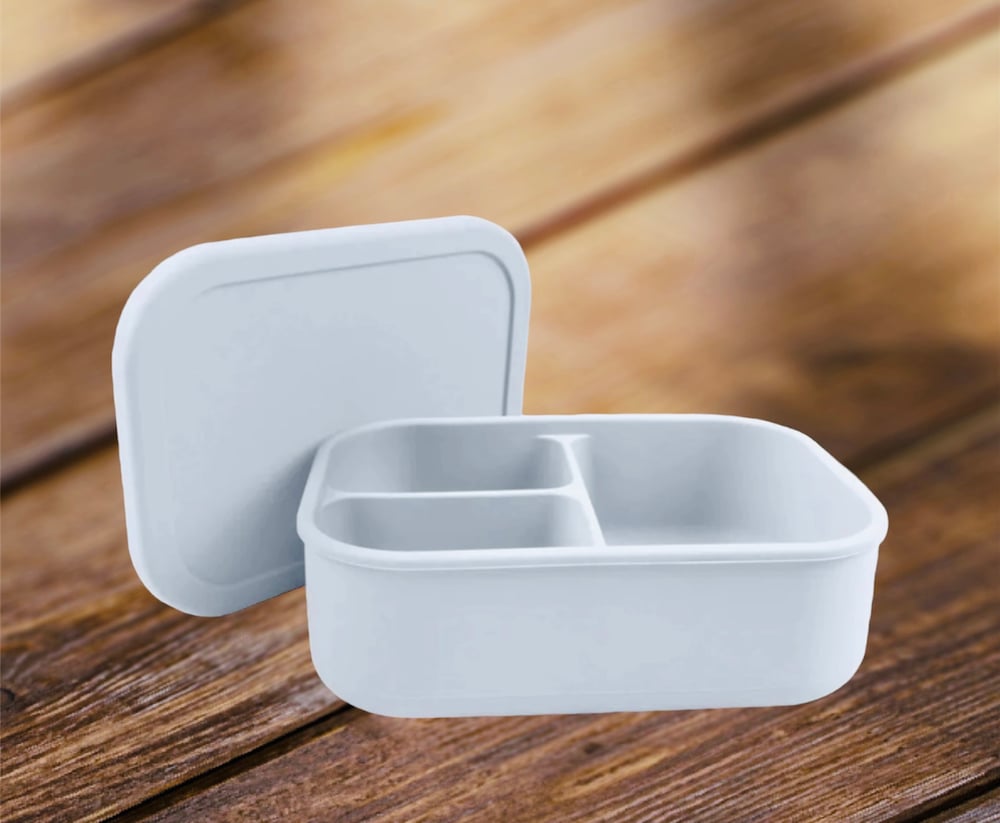 Silicone Bento 3 Lunchbox Glacier Grey RRP$30